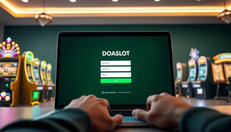 Engaging DOASLOT login interface showcasing online gambling excitement and user-friendly design.