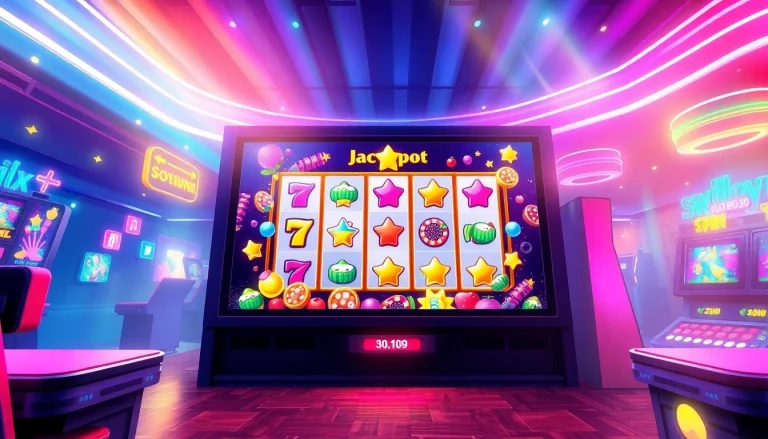 Exciting scene of online slot gaming featuring hoki138 pro with vivid jackpot display and colorful symbols.