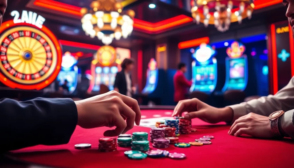 Stacking poker chips at https://jun88buzz.info/ table, capturing the thrill of high-stakes gambling.