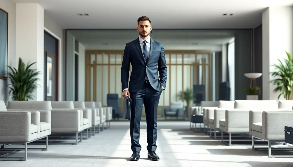 Hire bodyguard in a corporate setting exuding professionalism and vigilance.