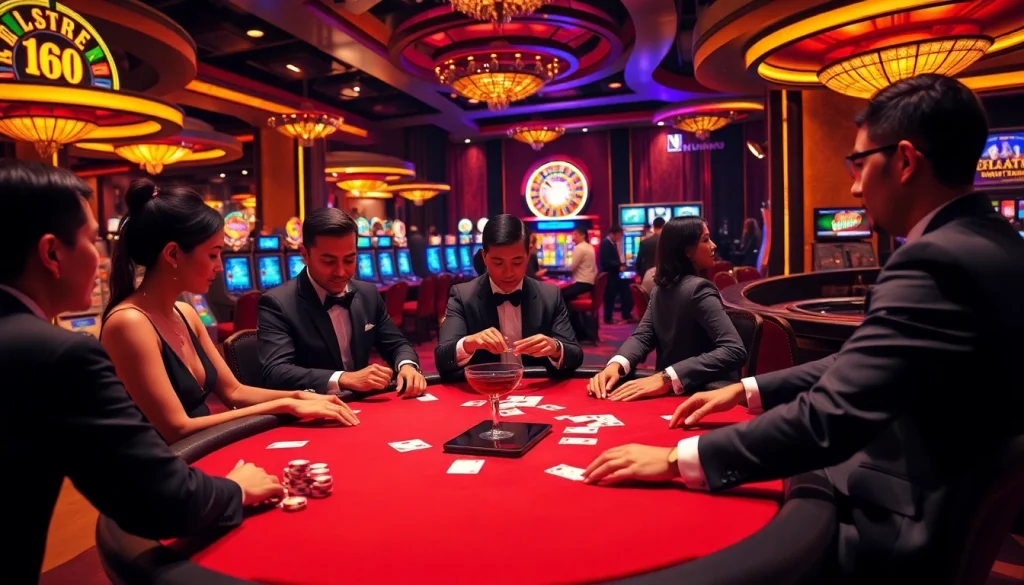 Engage in high-stakes poker at xin88 with vibrant chips and cards on a luxurious table.