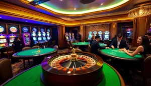 Gameplay at b52club featuring a luxurious casino atmosphere with poker and roulette tables.