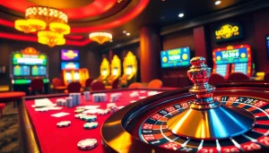 Kèo nhà cái odds displayed amid an elegant casino scene with poker chips and roulette.