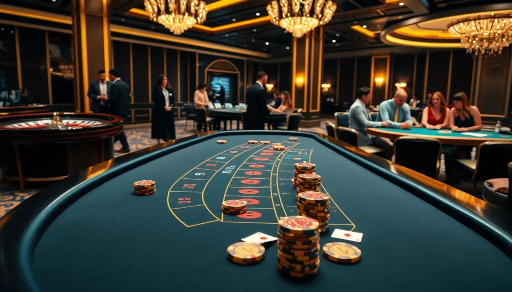 Play at the LC88 baccarat table in an exciting, luxurious casino setting.