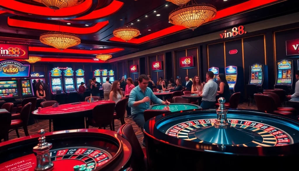 Experience the thrill of vin 88 with vibrant casino tables and exciting gaming action.