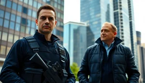 Hire bodyguard ensuring safety for a high-profile client in a bustling city.