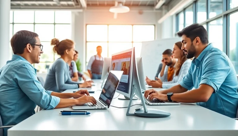 Capture creative website development teamwork showcasing diverse professionals collaborating.