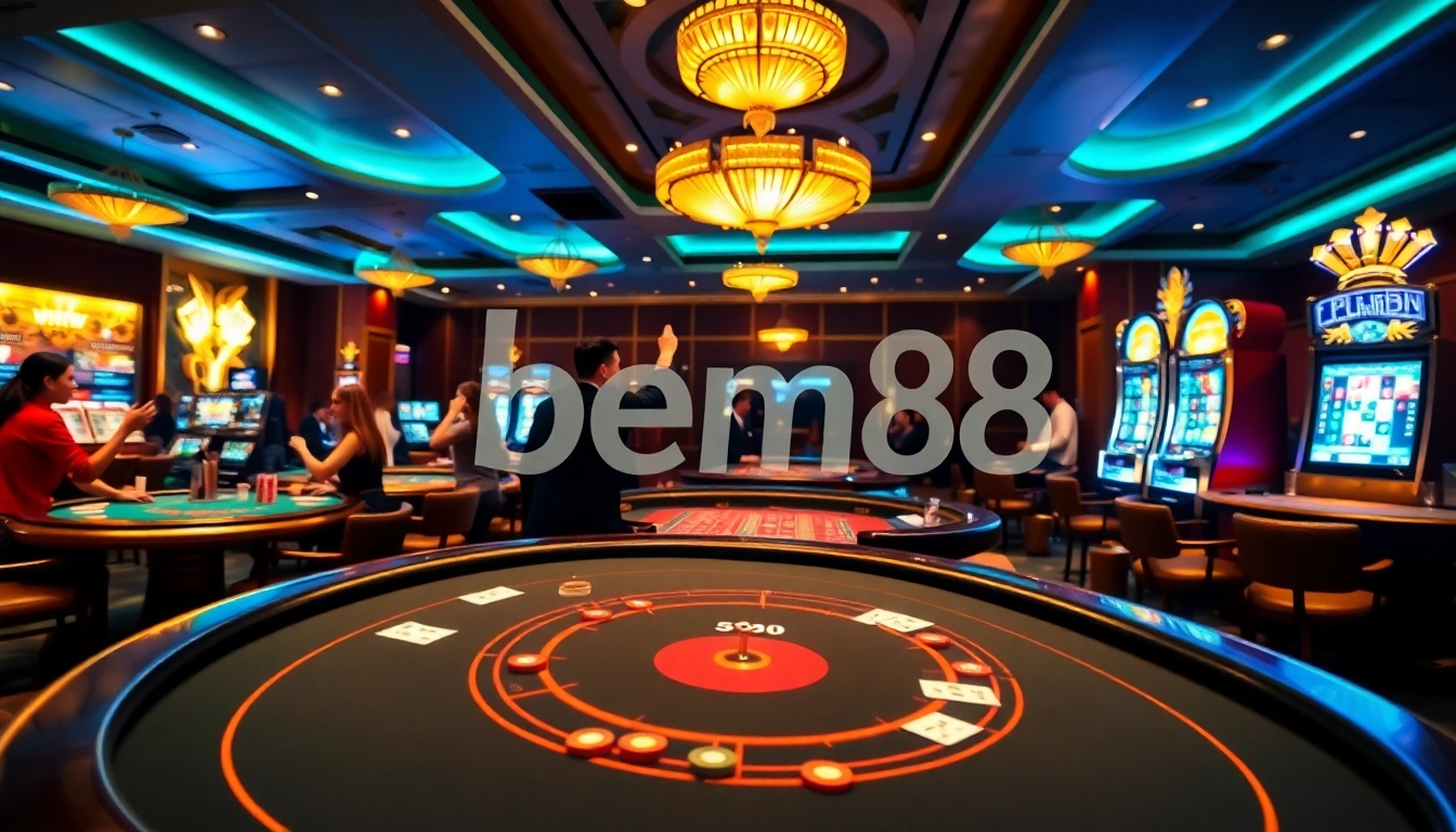 Players enjoying thrill and excitement at the bem88 casino tables with vibrant games.