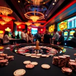 Experience high-stakes gaming at the Luckywin casino with vibrant poker tables and thrilling slot machines.