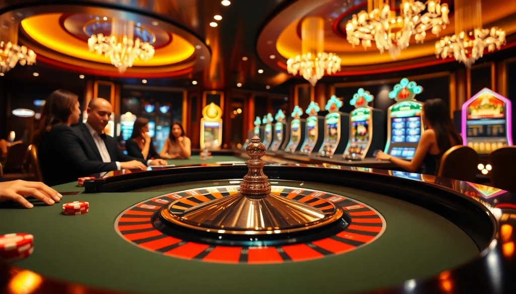 Players celebrating a win at GG 88 casino surrounded by luxury gaming options.