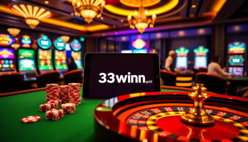 Players engaging in a thrilling casino game experience at https://33winn.gold/ with vibrant gaming elements.