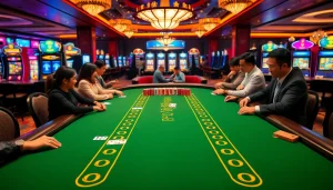 Engage in the thrilling action of đá gà e2bet at a luxurious casino table surrounded by excited players.