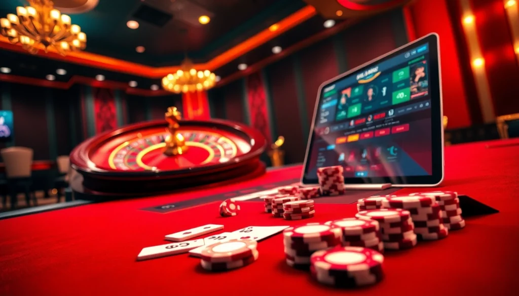 MM88 players strategizing with poker chips and chips at an upscale casino table.