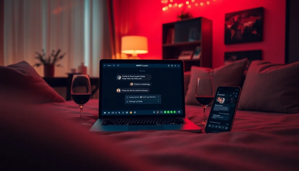 Engaging NSFW AI chat experience on laptop amidst cozy ambiance.