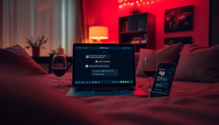 Engaging NSFW AI chat experience on laptop amidst cozy ambiance.