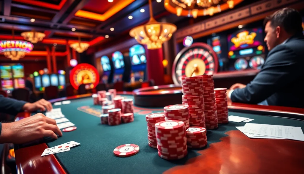 Experience high-stakes excitement at one88's luxurious casino, featuring poker and roulette games.