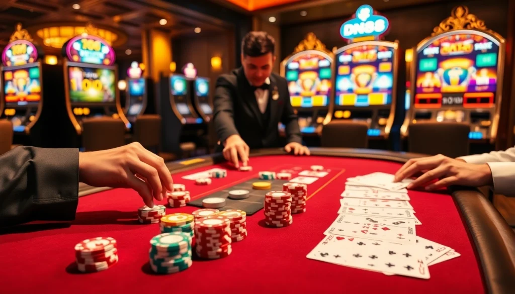 Experience thrilling gameplay at dn88 casino with vibrant poker chips and professional dealers.