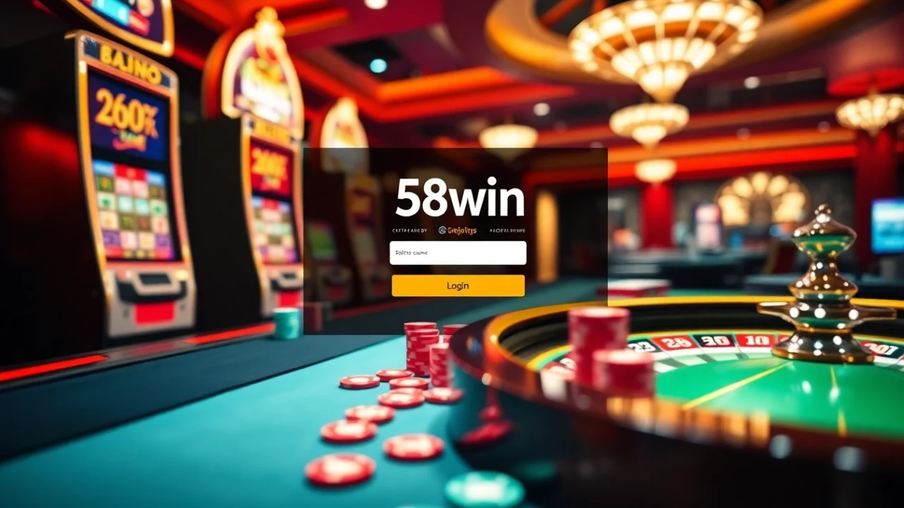 Experience the thrill of gambling with an inviting 58win login interface at a luxurious online casino.