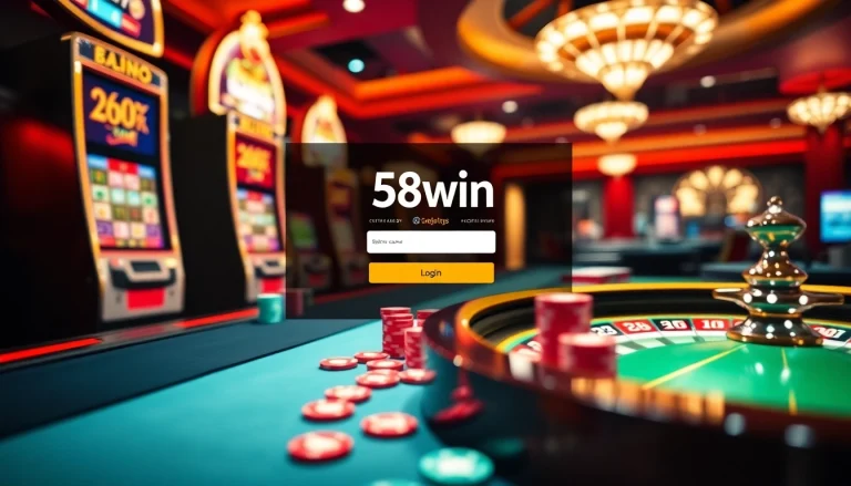 Experience the thrill of gambling with an inviting 58win login interface at a luxurious online casino.