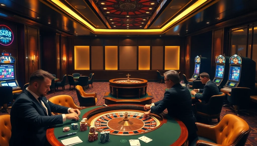 Engage in thrilling gameplay at the luxurious SX88-themed roulette table in a high-stakes casino.