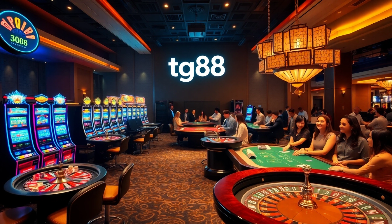 Experience the thrill of tg88 at a luxurious casino with vibrant games and engaged players.