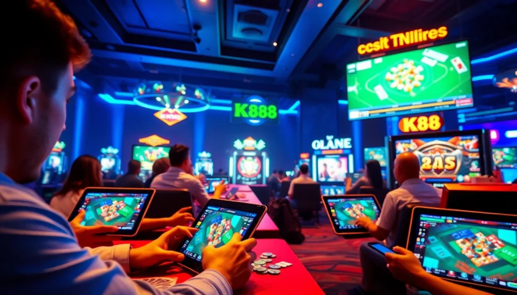 K88 users enjoying a diverse range of online games in a vibrant, modern gaming environment.