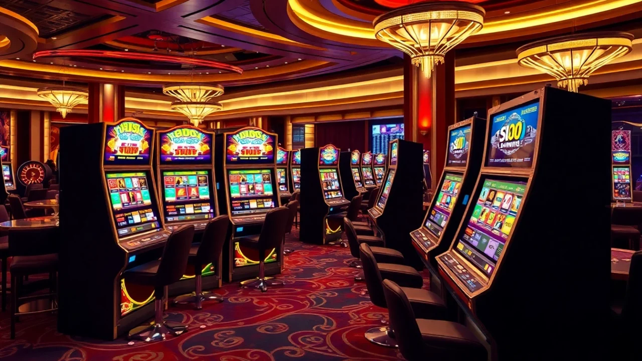 Players enjoy colorful slot machines at SLOTS8 casino, experiencing thrilling gameplay.