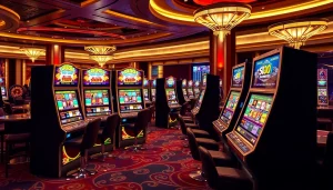 Players enjoy colorful slot machines at SLOTS8 casino, experiencing thrilling gameplay.