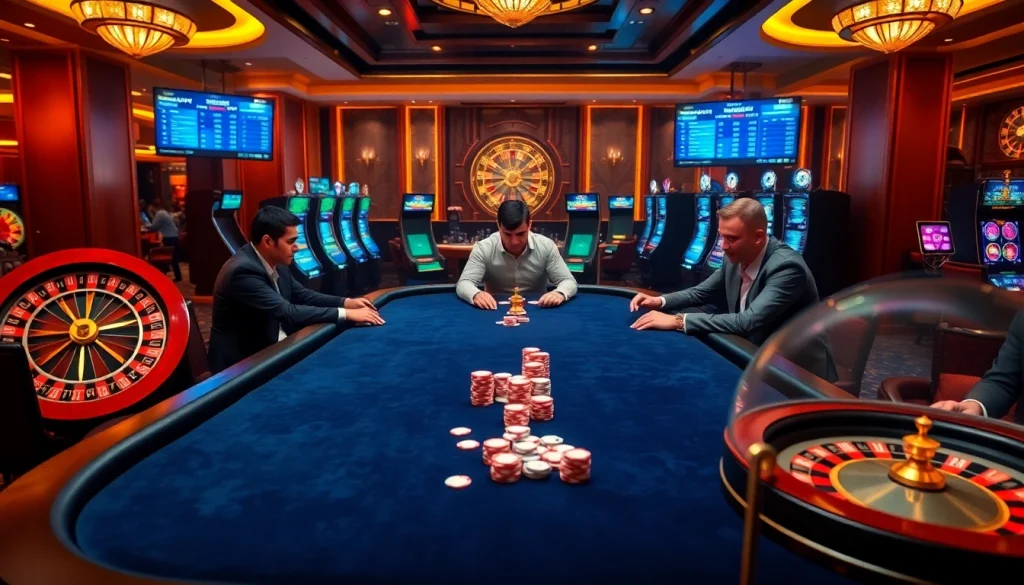 Engaging poker game at S8 com, showcasing excitement and casino luxury.