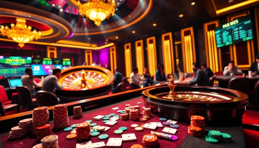Experience the thrill of nhà cái vn23 with dynamic casino tables filled with colorful chips and cards.