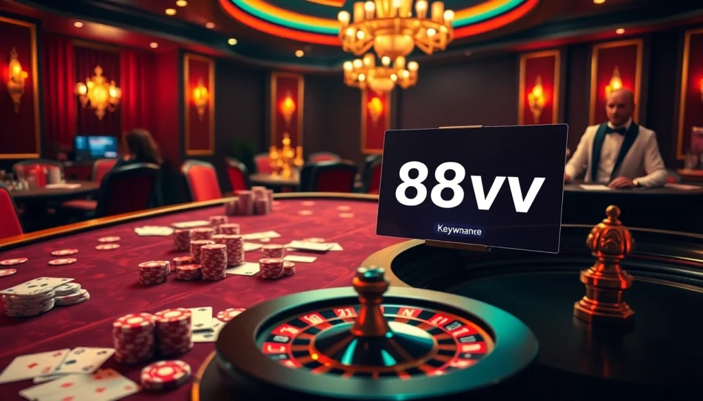 Experience the excitement of 88vv with vibrant casino games and elegant betting tables.