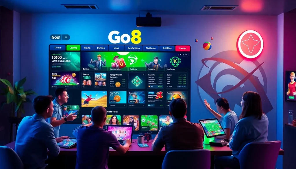 Explore the vibrant interface of Go8, showcasing online gaming excitement.