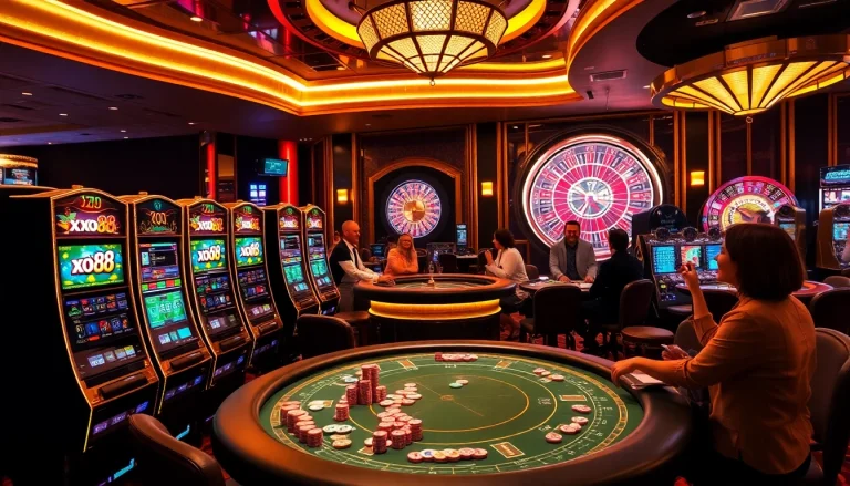 Win at the exciting xo 88 casino with vibrant slot machines and poker table action.