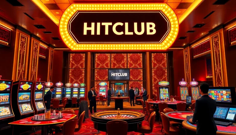 HITCLUB players enjoying a thrilling casino experience at a lavish gaming environment
