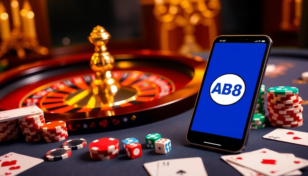 Experience the thrill of gambling with the ABC 8 app on a luxurious casino table.