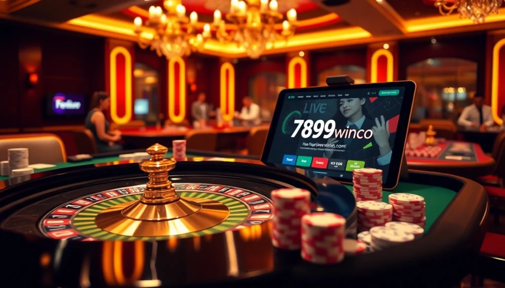 Experience the thrill of betting at https://789winco.com/ with a vibrant roulette table and eager players.