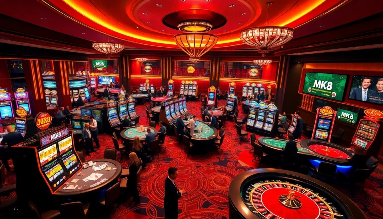 Experience the thrill of gaming at MK8 with vibrant casino visuals and exciting betting activities.