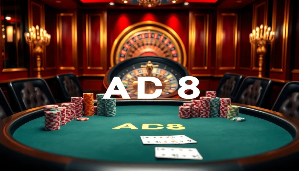 Experience high-stakes poker with ABC8 uy tín at a luxurious casino table.