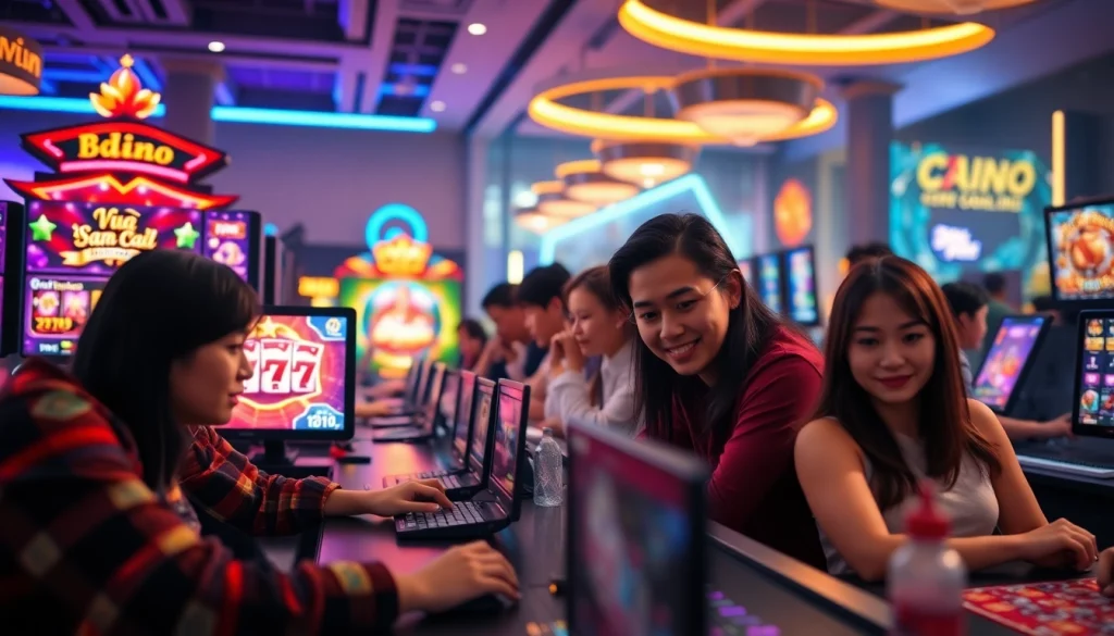 CWIN online gaming experience with players engaged in exciting games like Vua Săn Cá and Xèng 777.