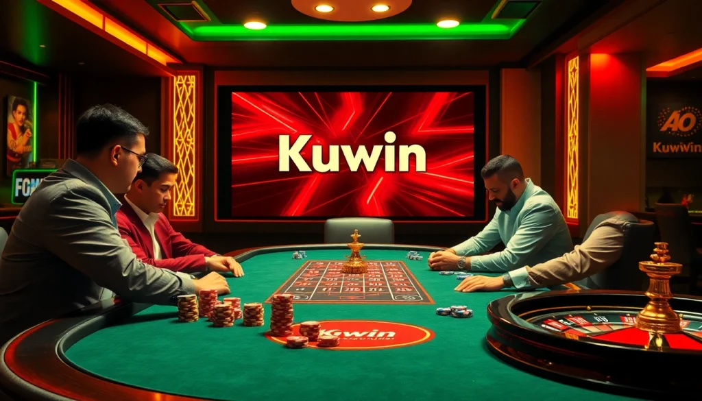 Kuwin players enjoying a thrilling poker game at a luxurious casino table.