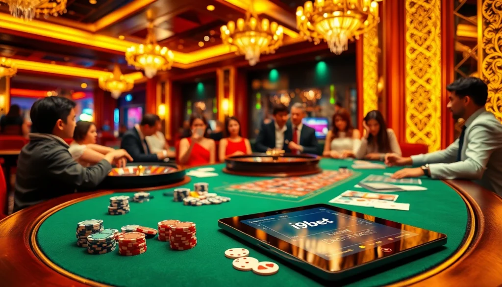 Experience the thrill of betting at trang chủ i9bet with luxurious casino elements like poker chips and roulette wheels.