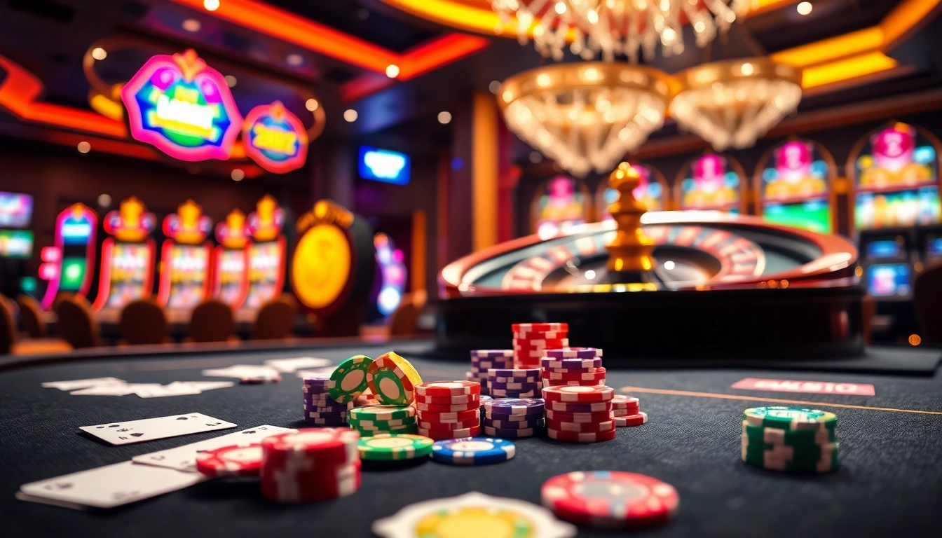 A thrilling casino experience featuring poker chips and roulette at ww88.com.