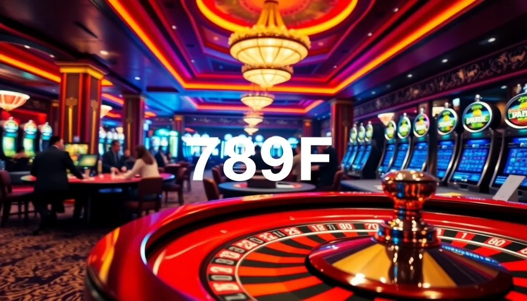 Experience the thrill of 789F casino gaming with luxurious tables and vibrant slot machines.