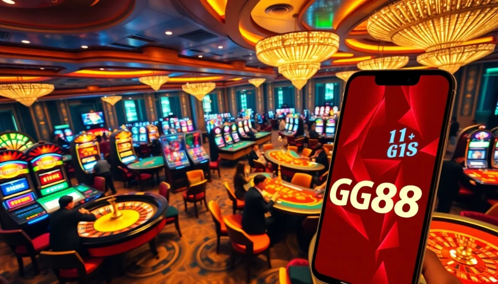 Betting excitement at GG88.co.com with lively casino tables and enthusiastic players.