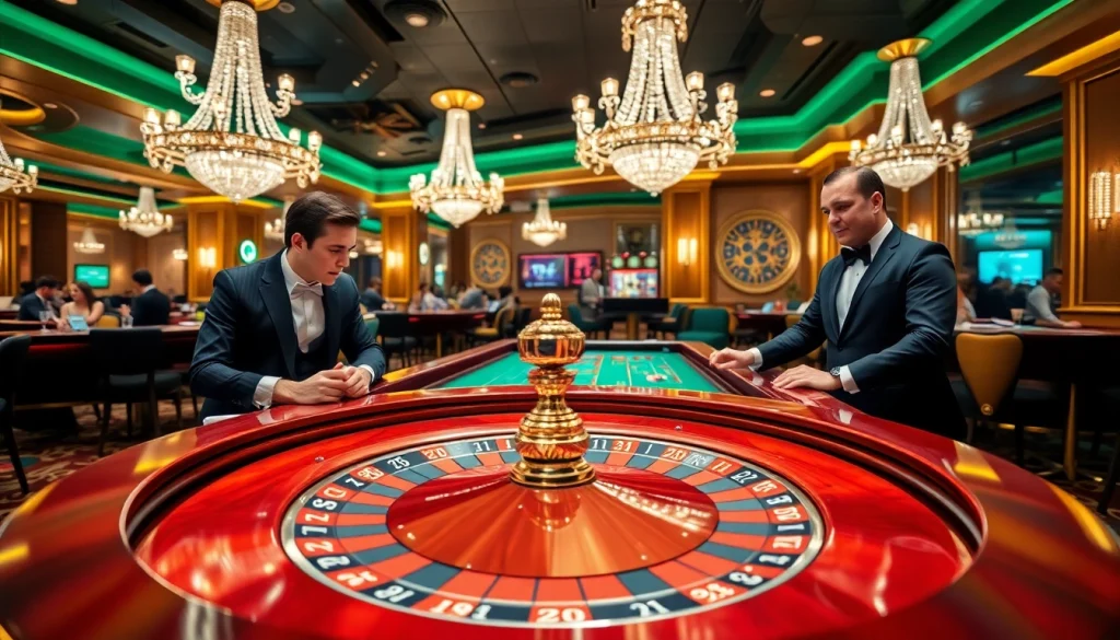 Engaging roulette table scene with TPJ branding, capturing the excitement of high-stakes gambling.