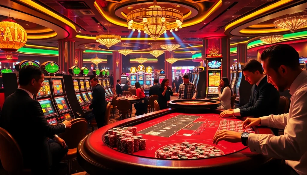 Engaged players enjoying thrilling games at LC88 casino, showcasing excitement and vibrant atmosphere.