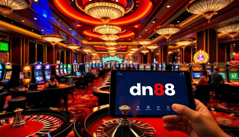 Experience exhilarating gameplay at dn88 casino with vibrant gaming tables and online interfaces.