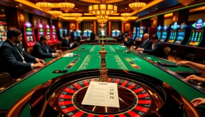 Experience the excitement of FUN79 at a vibrant casino with poker tables and roulette.