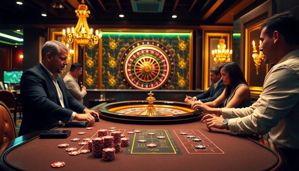Experience thrilling gaming action at VIN88 with poker chips and roulette wheel excitement.