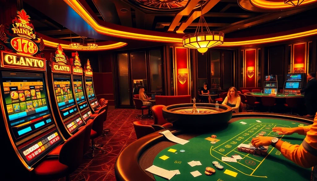 Experience excitation at Bet88's vibrant casino scene with engaging players and elegant gaming tables.